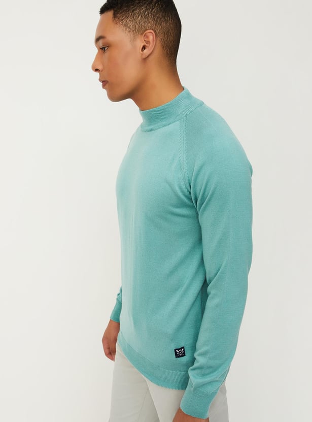 Men Knit Sweater with Ribbed Trim