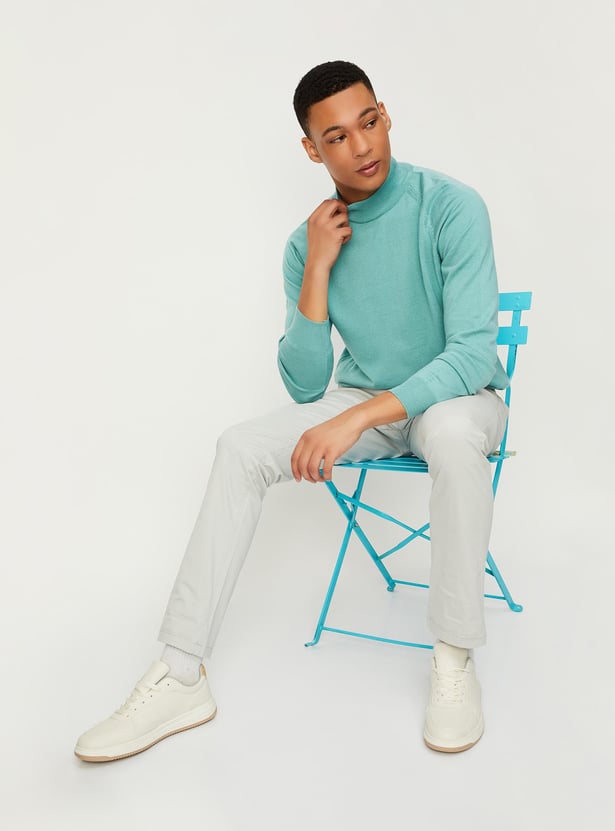Men Knit Sweater with Ribbed Trim