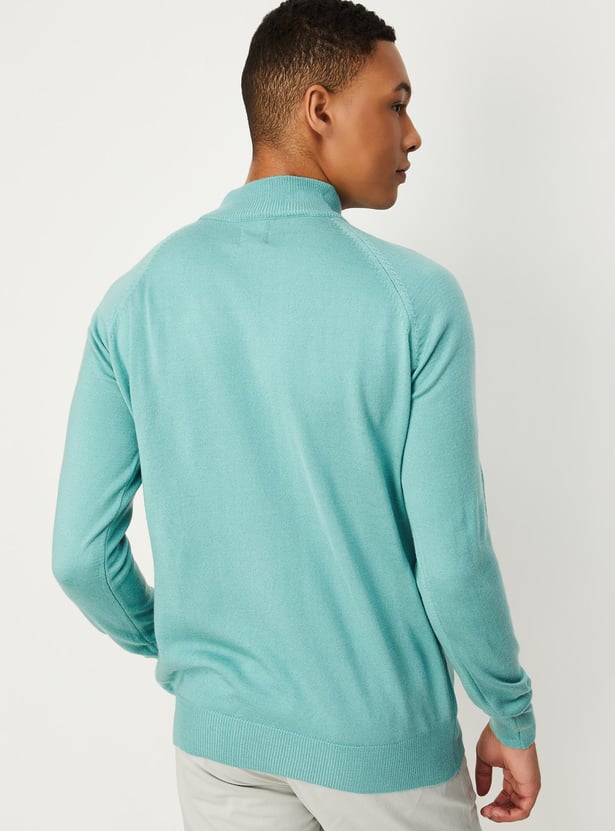 Men Knit Sweater with Ribbed Trim