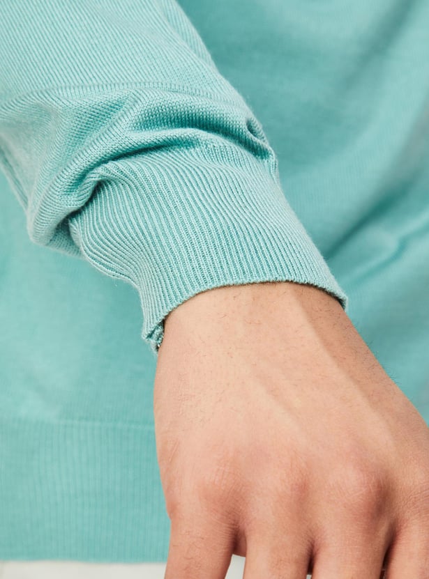 Men Knit Sweater with Ribbed Trim
