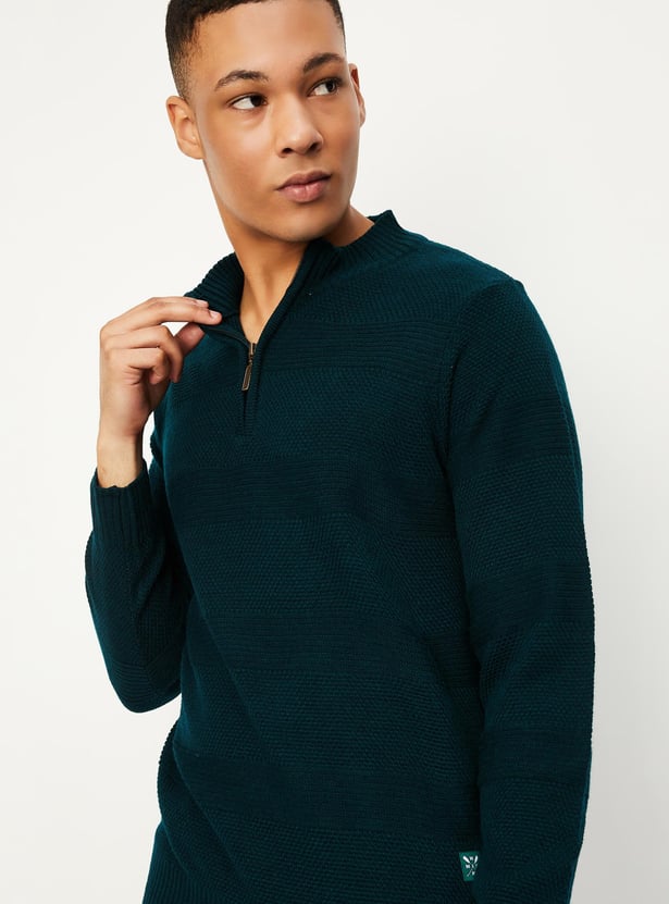 Men Knit Quarter-Zip Sweater