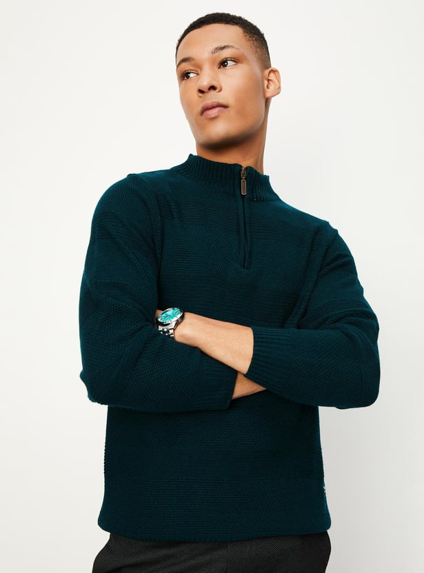 Buy Men Knit Quarter-Zip Sweater Online at just Rs. 1299.0