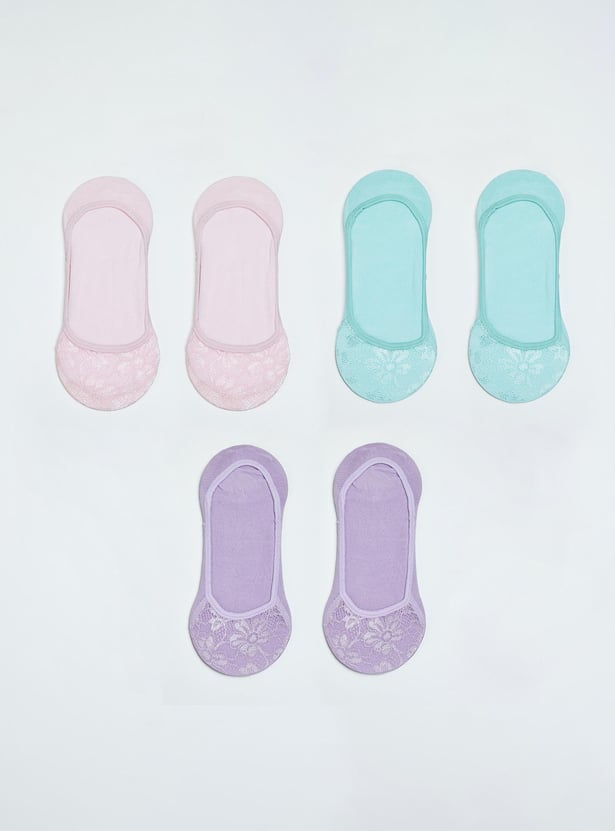 Women Lace No Show Socks - Pack of 3