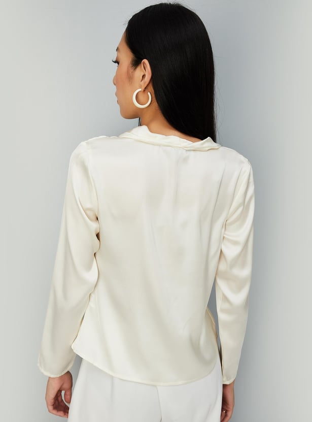 Women Solid Cowl Neck Blouse