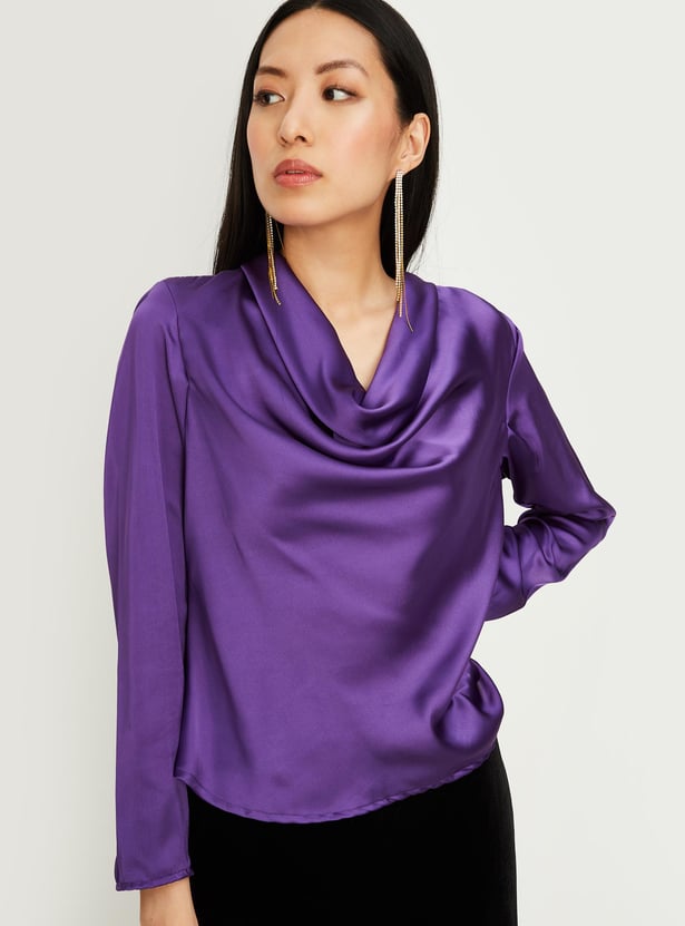 Women Solid Cowl Neck Blouse