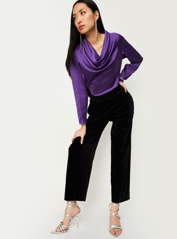 Women Solid Cowl Neck Blouse