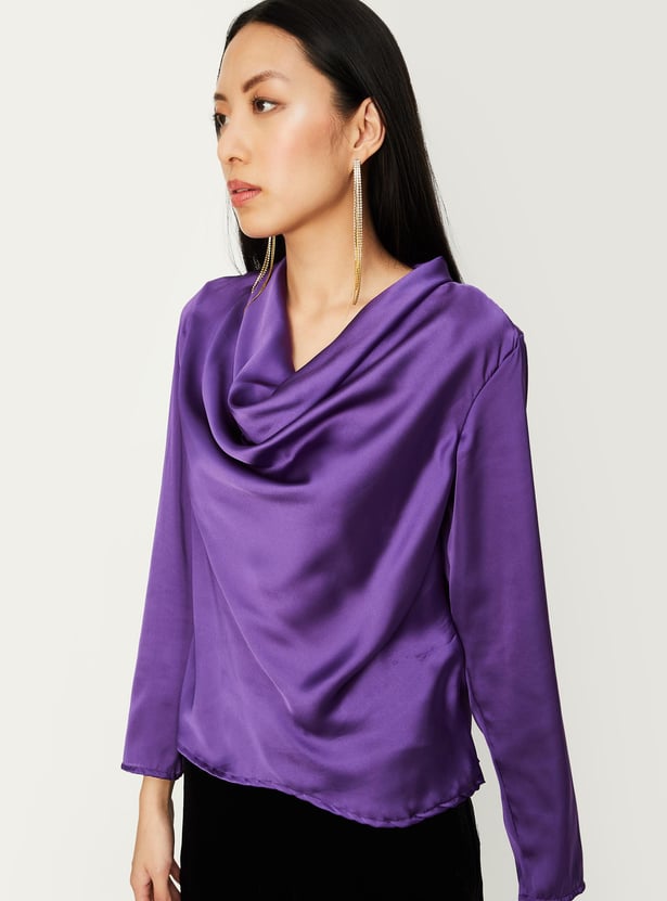 Women Solid Cowl Neck Blouse