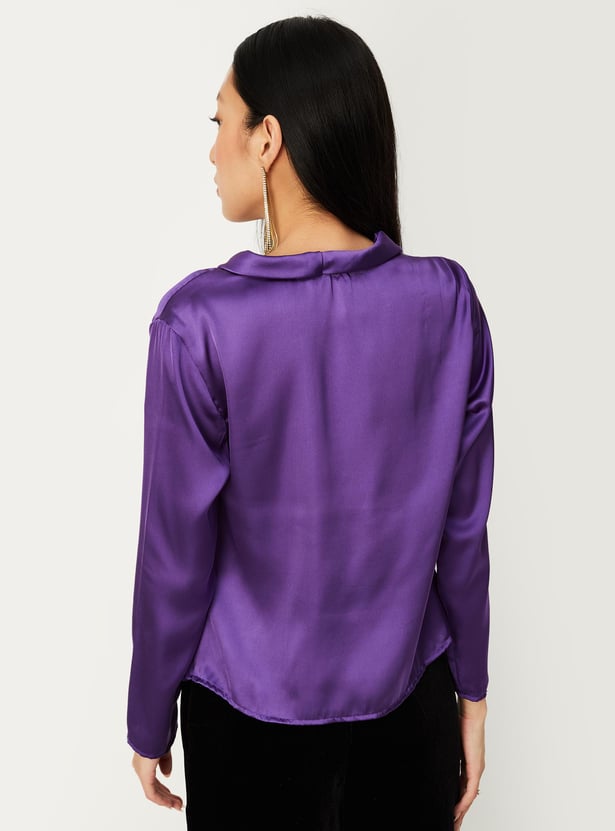 Women Solid Cowl Neck Blouse