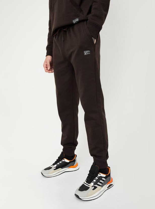 Men Solid Drawstring Waist Joggers