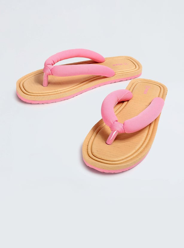 Women Colourblocked V-Strap Slippers