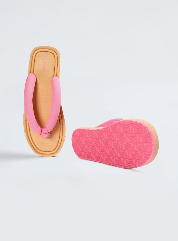 Women Colourblocked V-Strap Slippers