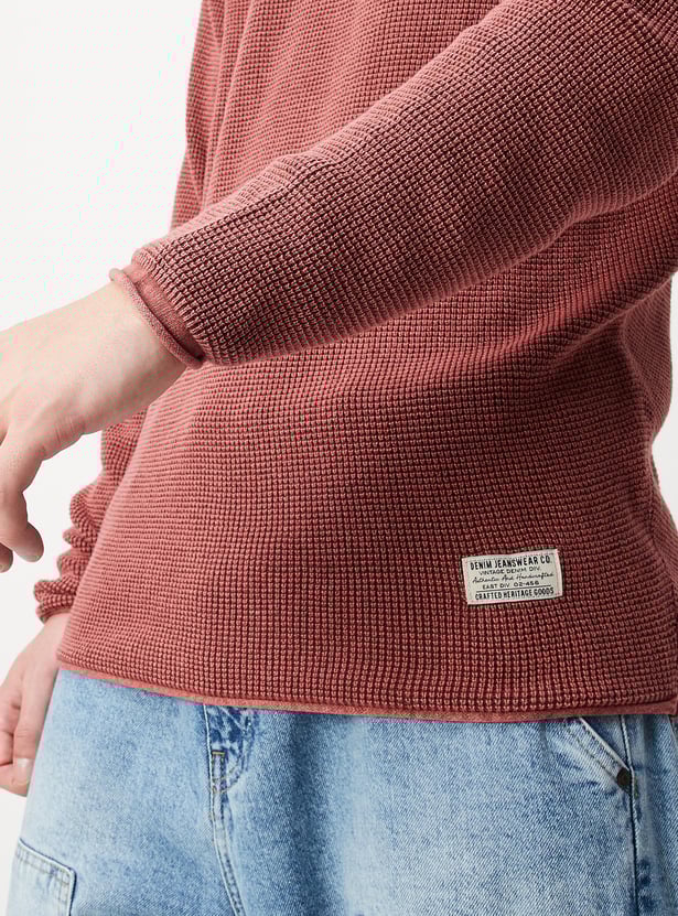 Men Knitted Raglan Sleeves Sweater