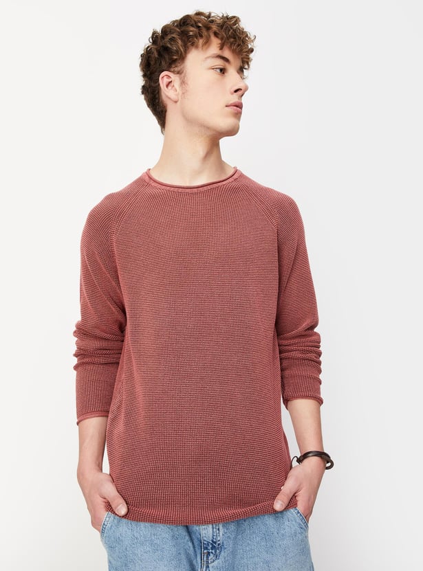 Men Knitted Raglan Sleeves Sweater