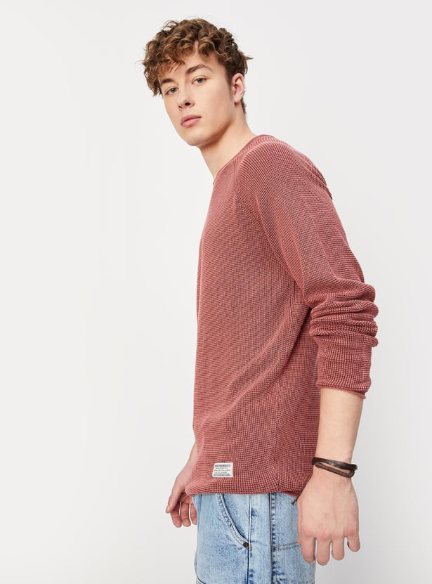 Men Knitted Raglan Sleeves Sweater