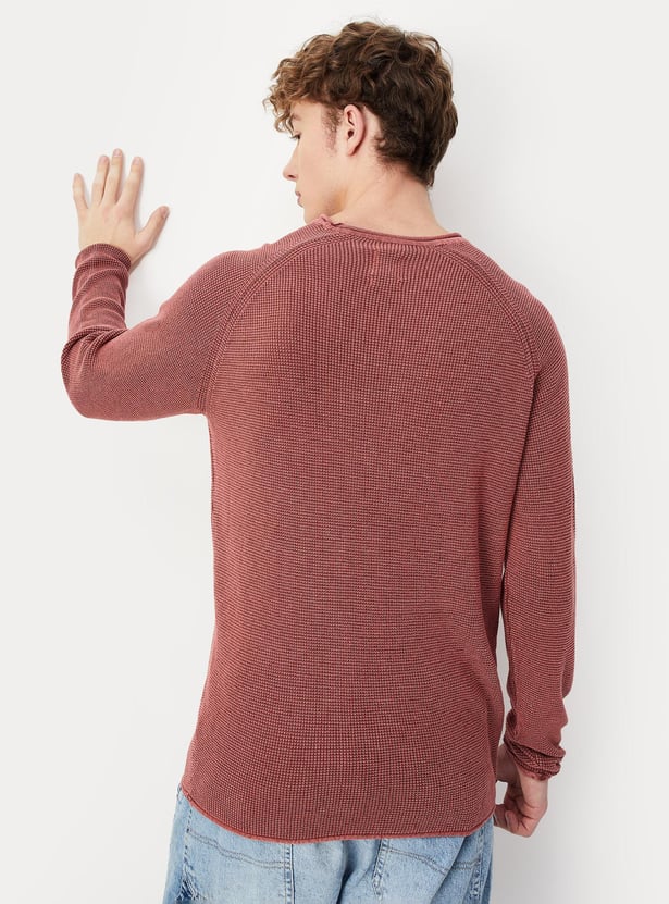 Men Knitted Raglan Sleeves Sweater
