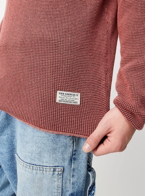 Men Knitted Raglan Sleeves Sweater