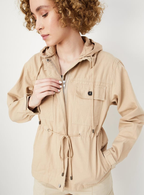 Women Solid Hooded Jacket