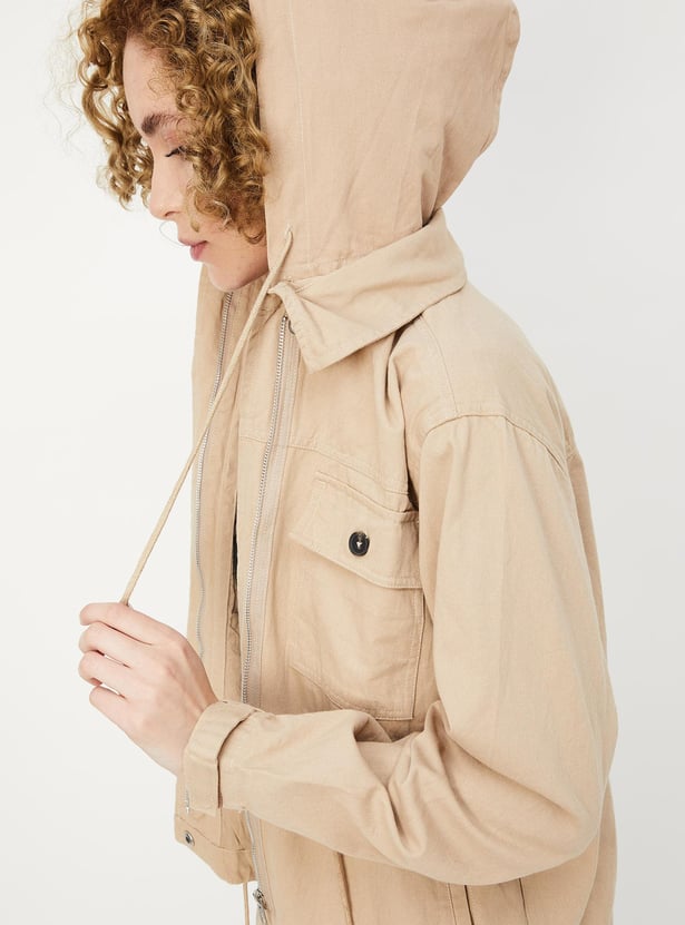 Women Solid Hooded Jacket