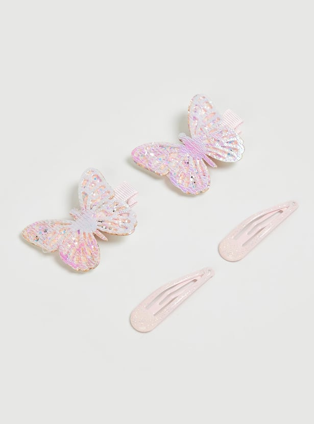 Girls Shimmery Assorted Hair Clips - Pack of 4