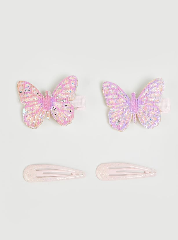 Girls Shimmery Assorted Hair Clips - Pack of 4