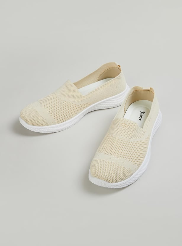 Women Textured Slip-On Casual Shoes