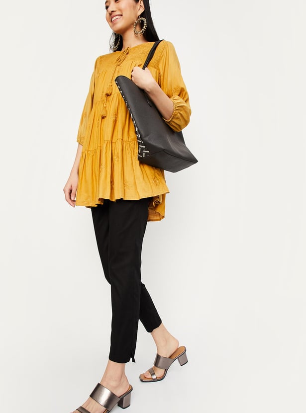 Women Solid Straight Pants