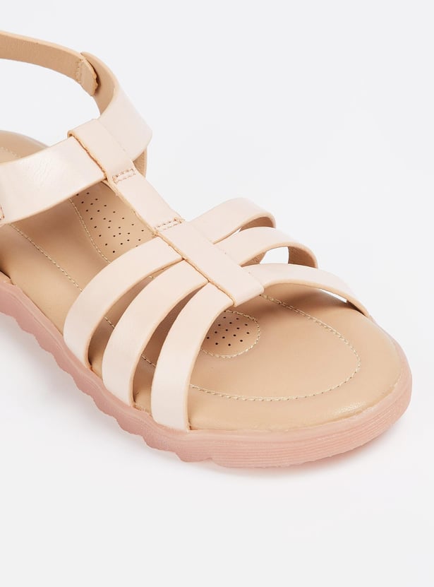 Girls Solid Ankle Strap Sandals