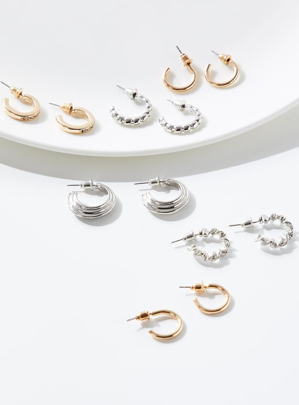 Women Assorted Half Hoop Earrings - Pack of 6