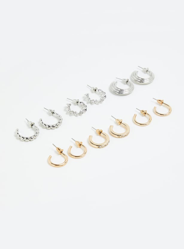 Women Assorted Half Hoop Earrings - Pack of 6