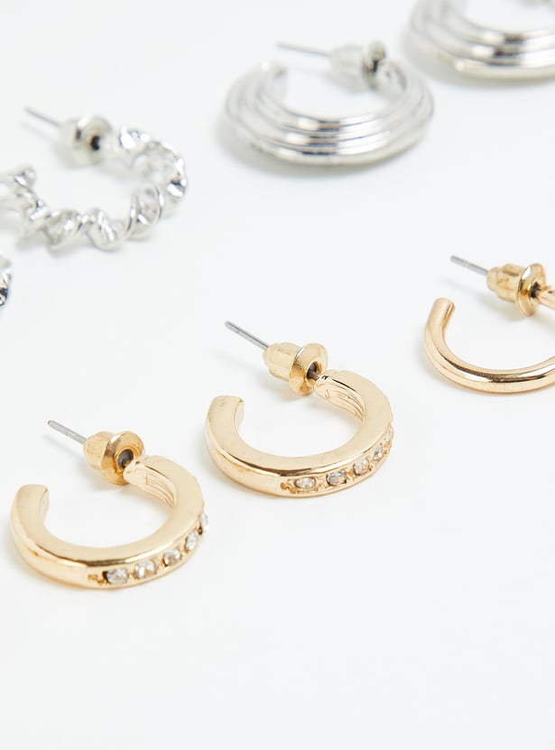 Women Assorted Half Hoop Earrings - Pack of 6