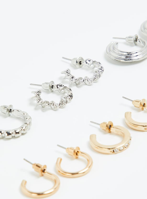 Women Assorted Half Hoop Earrings - Pack of 6