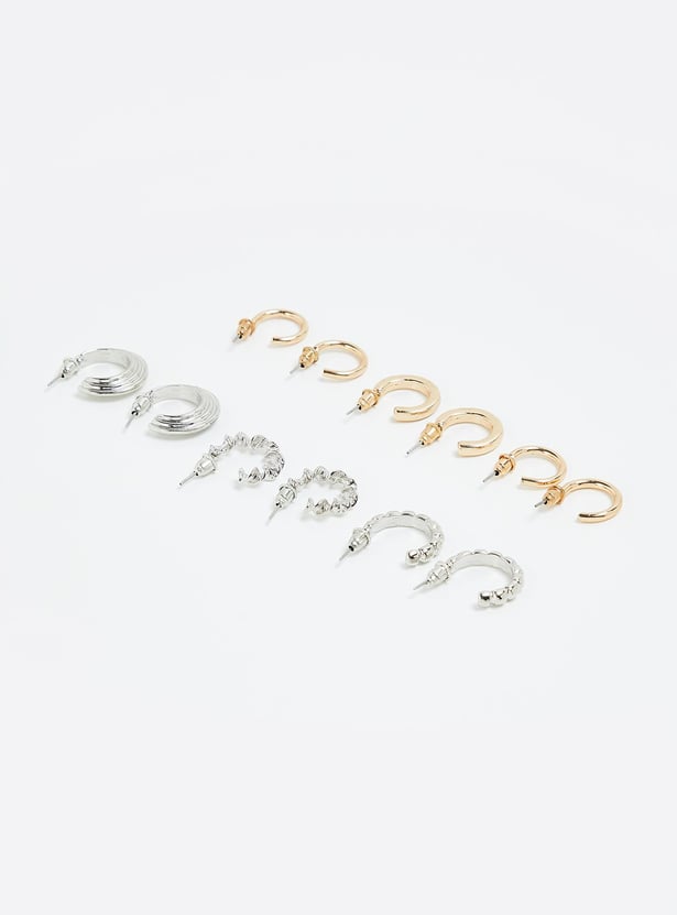 Women Assorted Half Hoop Earrings - Pack of 6