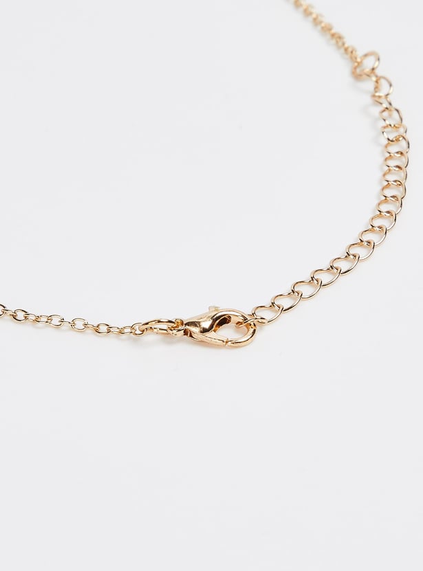 Women Pearl Embellished Lariat Station Necklace