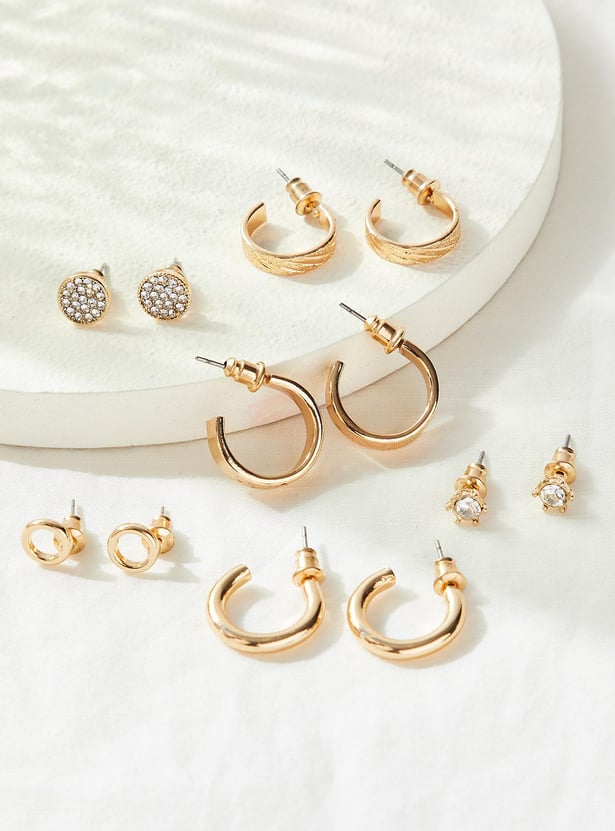 Women Assorted Hoop and Stud Earrings Set