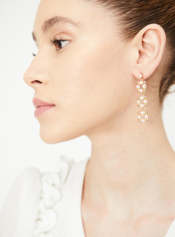 Women Pearl Embellished Dangle Earrings