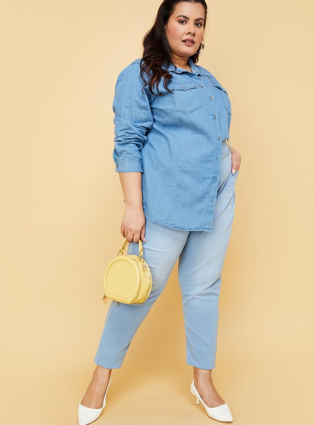 Women Solid Denim Shirt