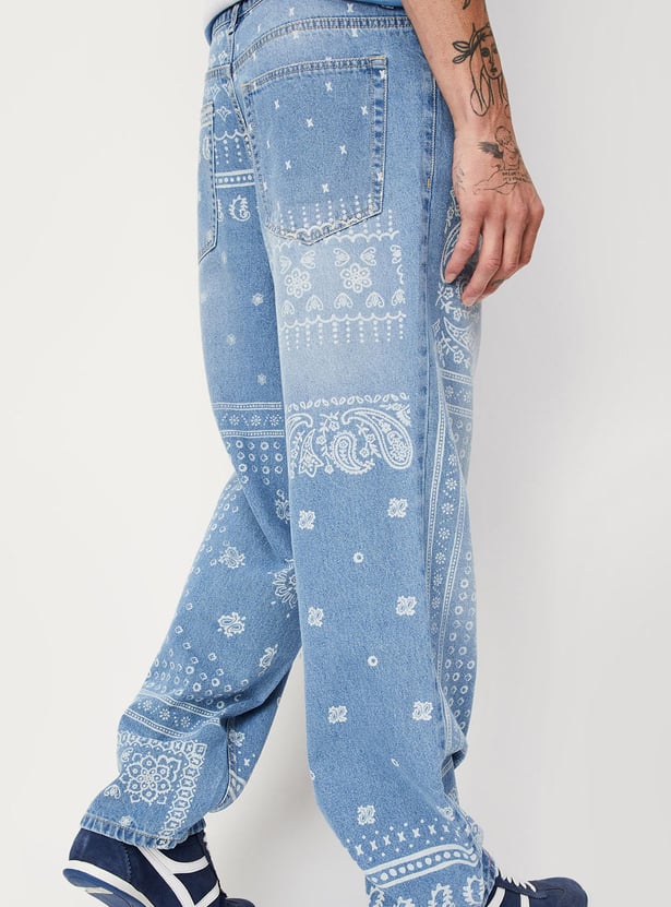 しずくPAINT MOTIF PRINT DENIM PANTS 受注制【Chikashitsu +】painted buggy denim pants