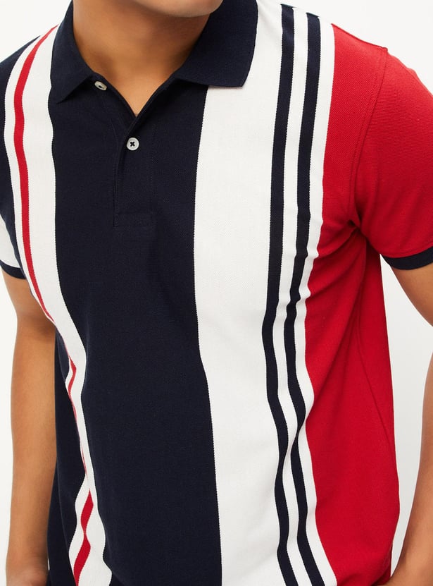 Men Striped Slim Fit Polo T-shirt