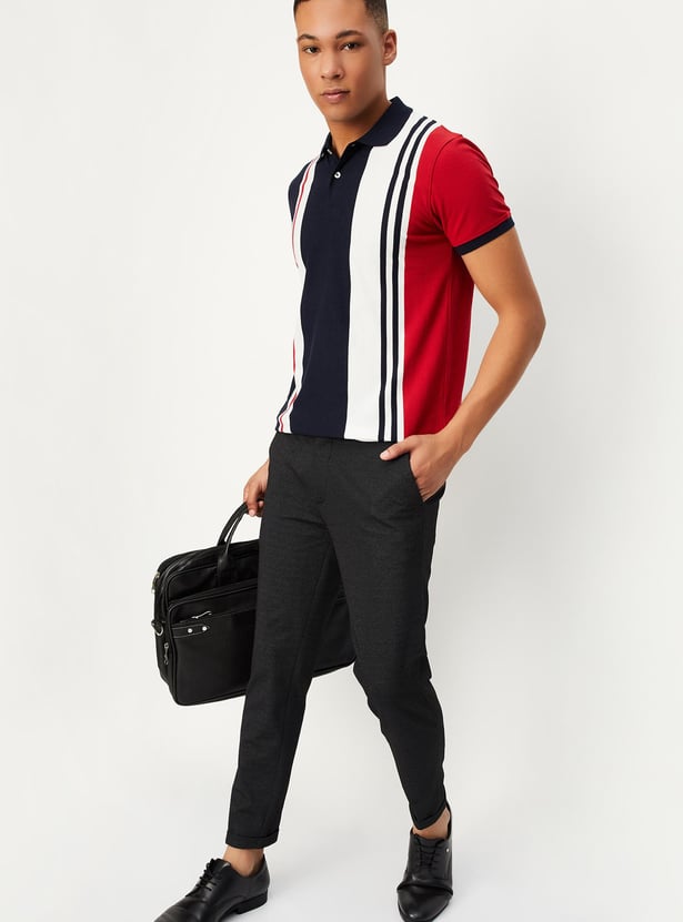 Men Striped Slim Fit Polo T-shirt