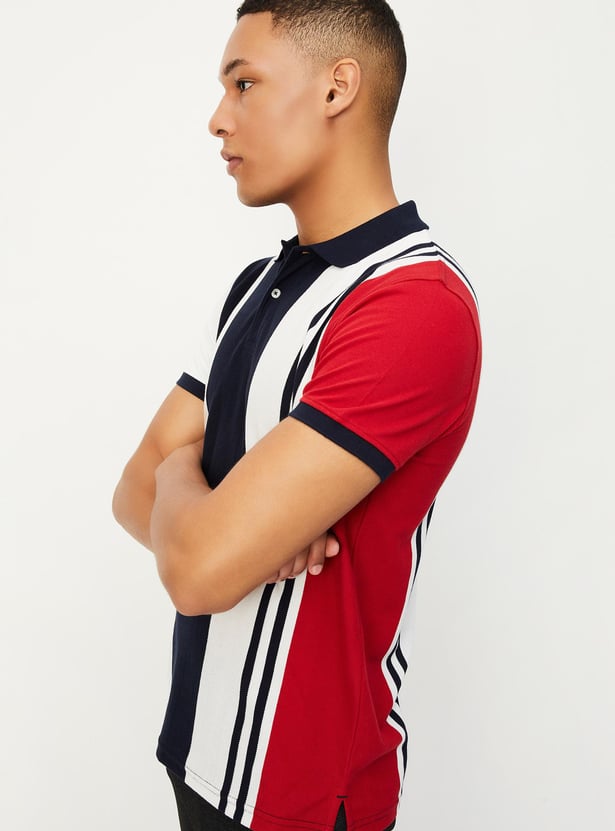 Men Striped Slim Fit Polo T-shirt