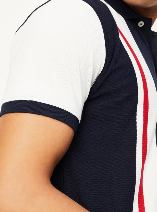 Men Striped Slim Fit Polo T-shirt