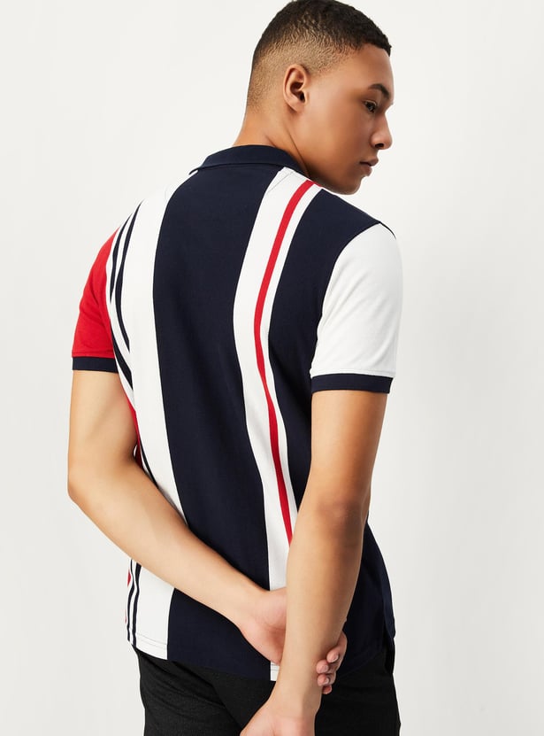 Men Striped Slim Fit Polo T-shirt