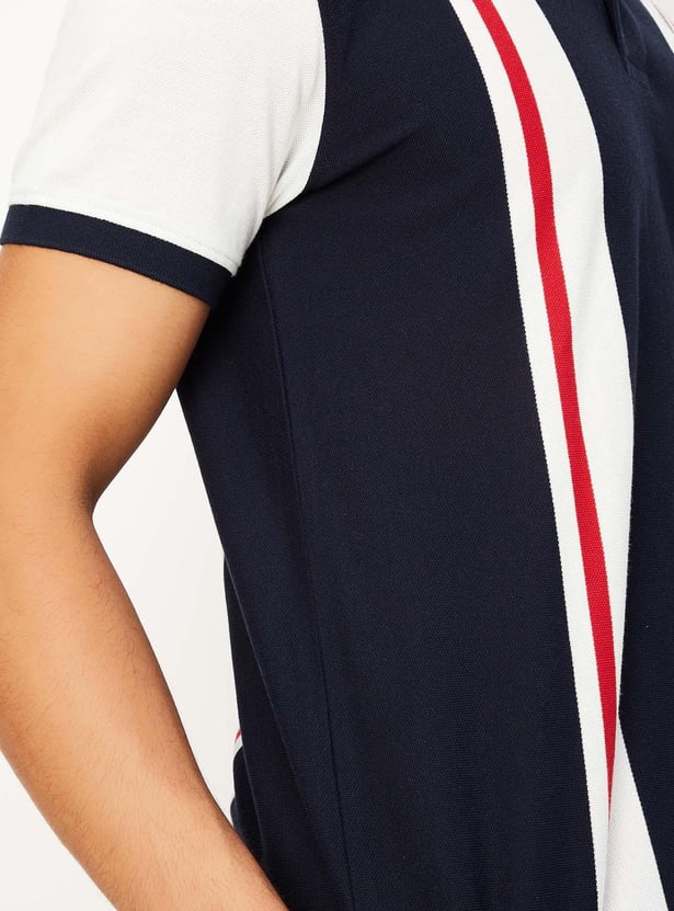 Men Striped Slim Fit Polo T-shirt