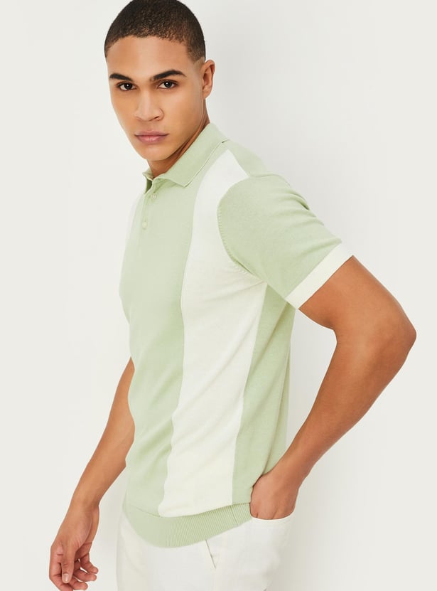 COLOR-BLOCKED KNIT POLO VEST