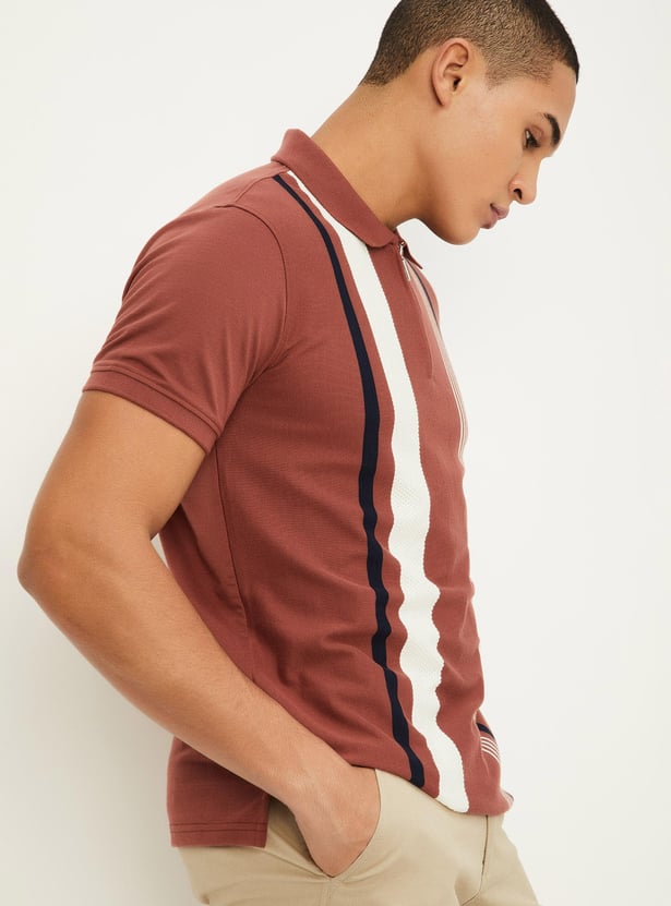 Men Striped Slim Fit Polo T-shirt