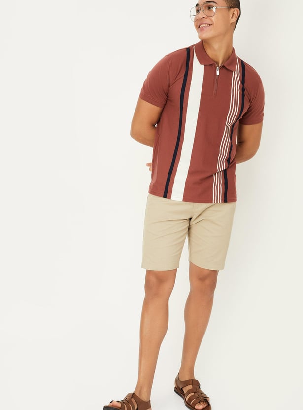 Men Striped Slim Fit Polo T-shirt