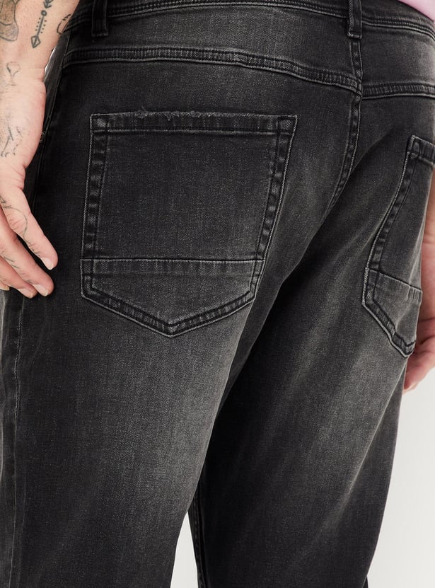 Men Stonewashed Carrot Fit Jeans