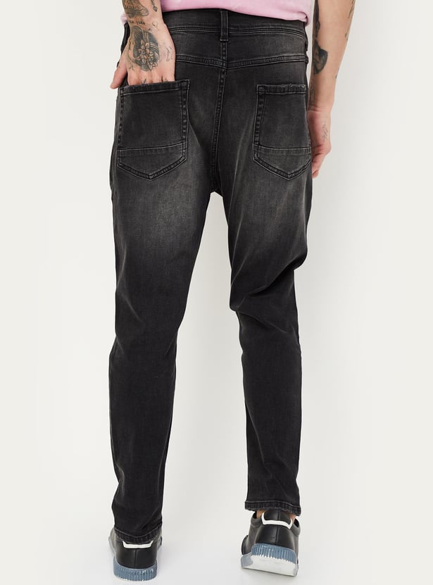 Men Stonewashed Carrot Fit Jeans