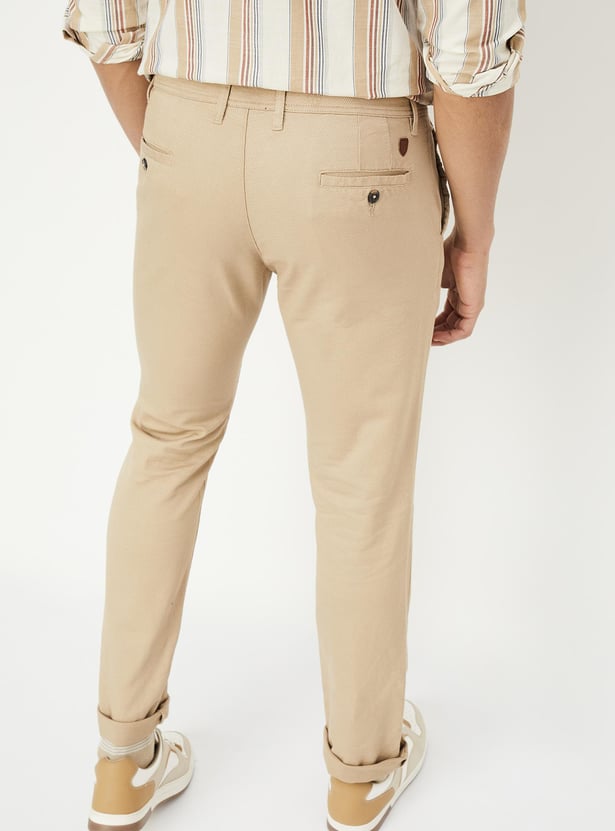 Men Textured Slim Fit Stretch Chinos