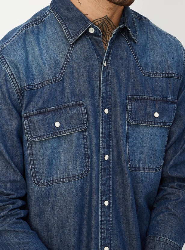 Men Washed Denim Shirt